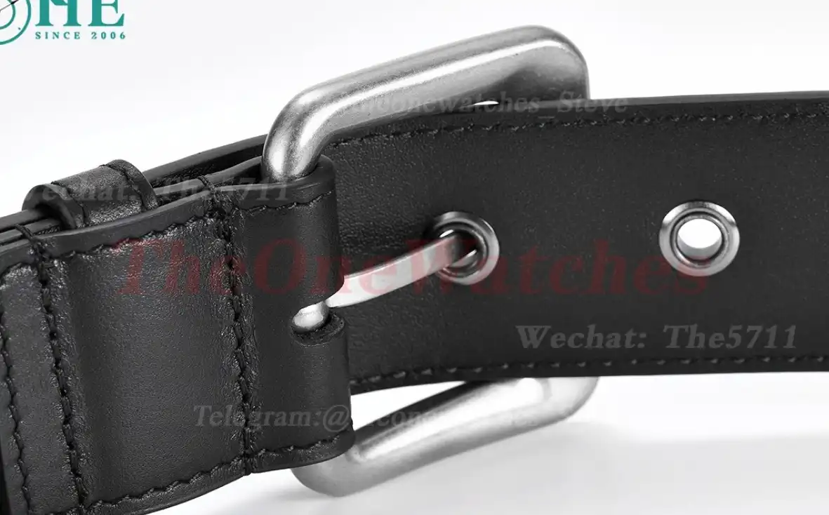 Silver Brass Buckle on Black Braided Leather Belt 4.0cm