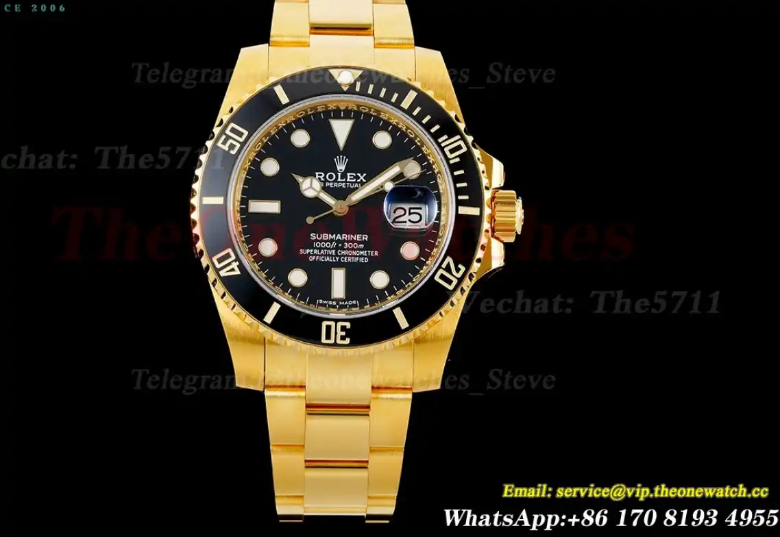 Submariner 116618LN 40mm Wrapped YG YG Black Dot KF VR3135