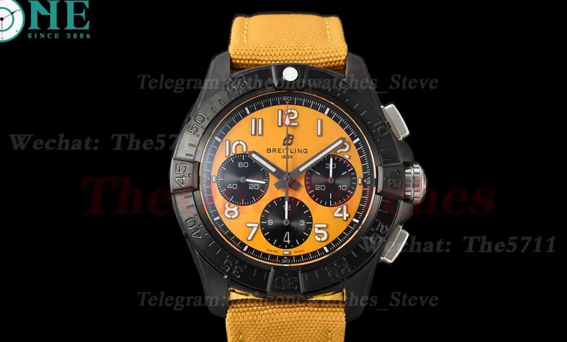 Avenger B01 Chrono Night Mission 44mm DLC NY Yellow Dial BLSF Cal.01