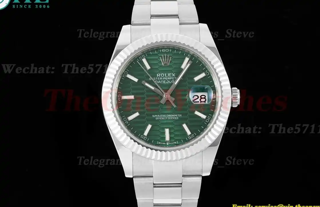 Datejust 126334 41mm SS SS Green Textured Dial EWEF A3235