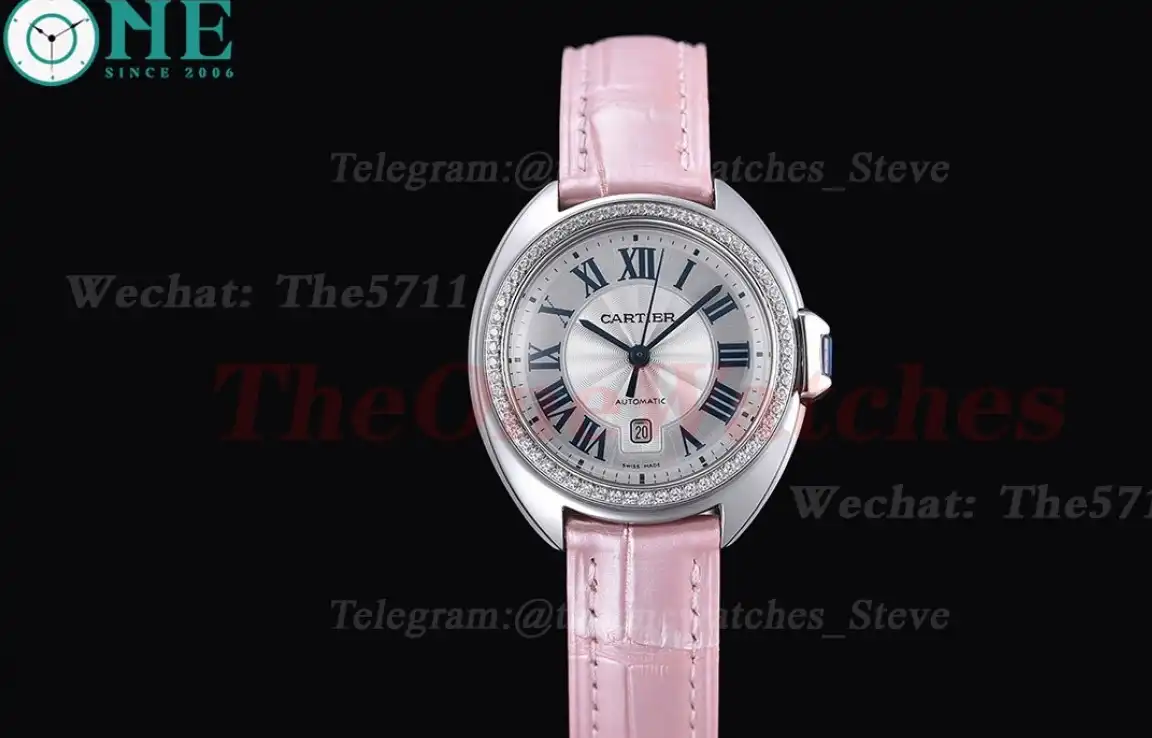 CLE De Cartier 31mm SS LE Diamond Bezel Pink Strap RXWF ETA2671