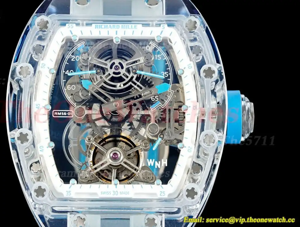 RM56-01 44mm Skeleton Dial on Blue Rubber Strap RMF Tourb