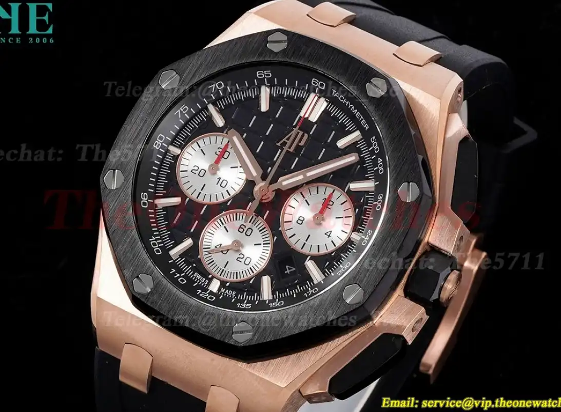 Royal Oak Offshore Chrono 43mm RG RU Black Silver APF A7750