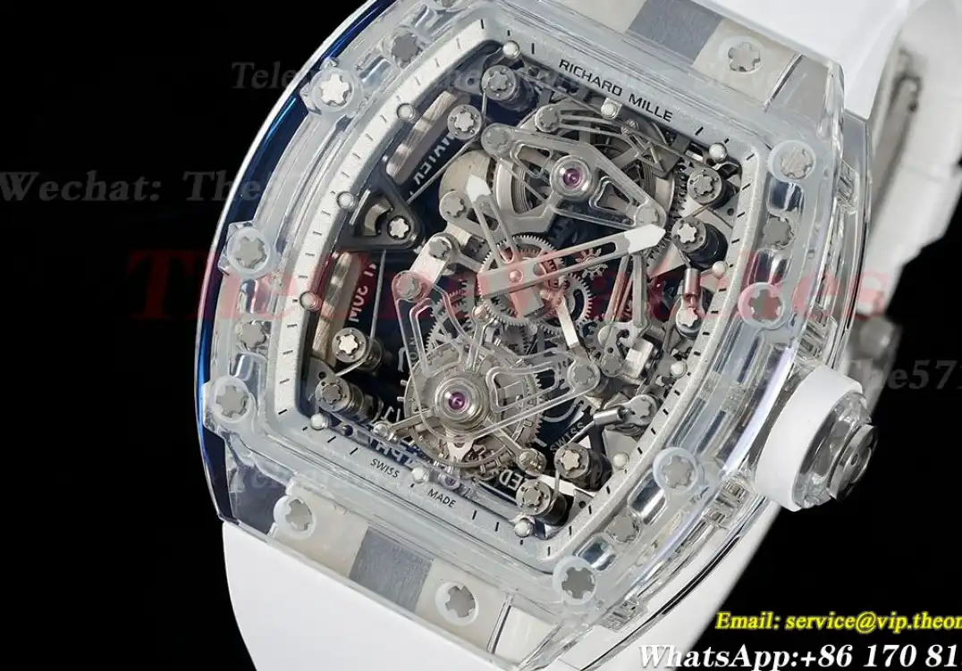 RM56-02 44mm Skeleton Dial on White Rubber Strap RMF Tourb