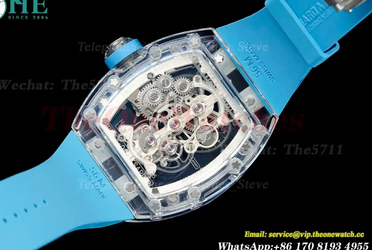 RM56-01 44mm Skeleton Dial on Blue Rubber Strap RMF Tourb