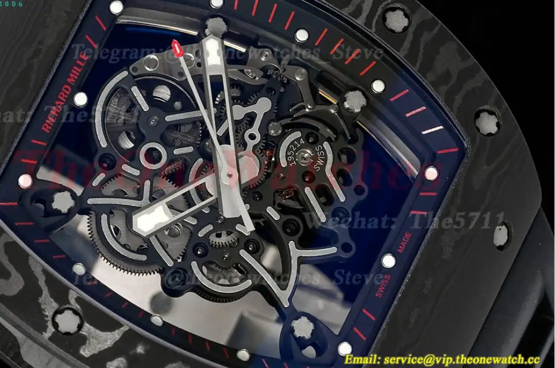 RM055 NTPT RU Black Red Rehaut on Black Rubber Strap ZF RMUL2 Super Clone