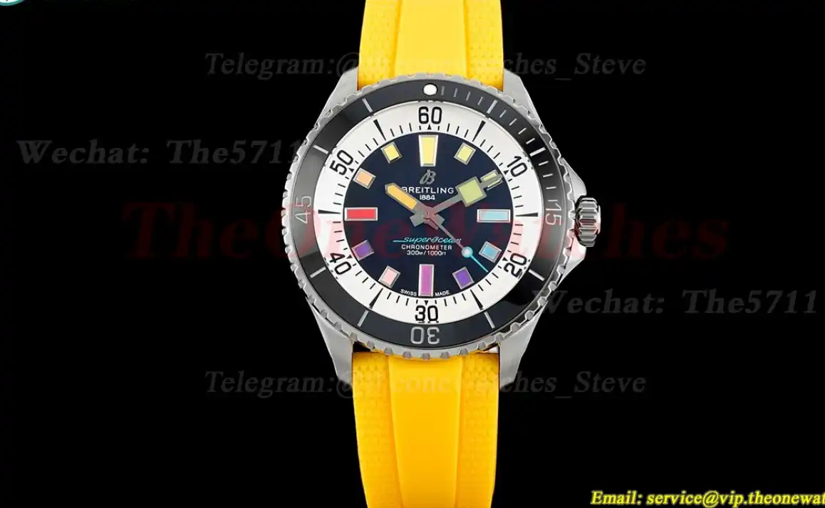 Superocean 42mm SS RU Colorful Dial on Yellow Rubber Strap TF A2824