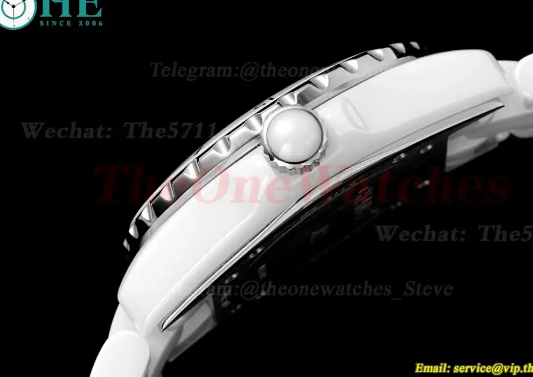 J12 33mm White Ceramic Cer White Num Dia HTF Quartz