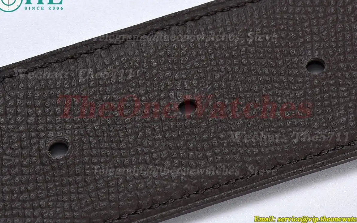 YG Hermes SS Buckle on Brownish Black Leather Belt 3.8cm