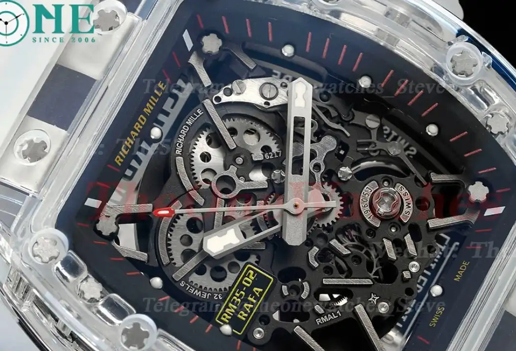 RM035-02 Skeleton Dial on Transparent Strap RMF RMAL1