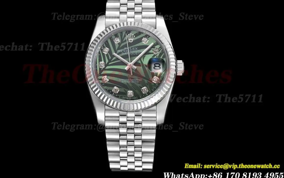 Datejust 126234 36mm Jub SS SS Green Palm Motif GDF MY8215