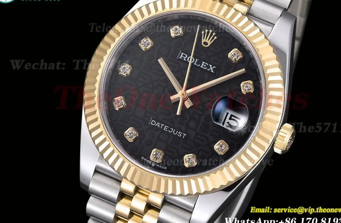 Datejust 126333 41MM YG SS Black Textured DIa EWEF A3235