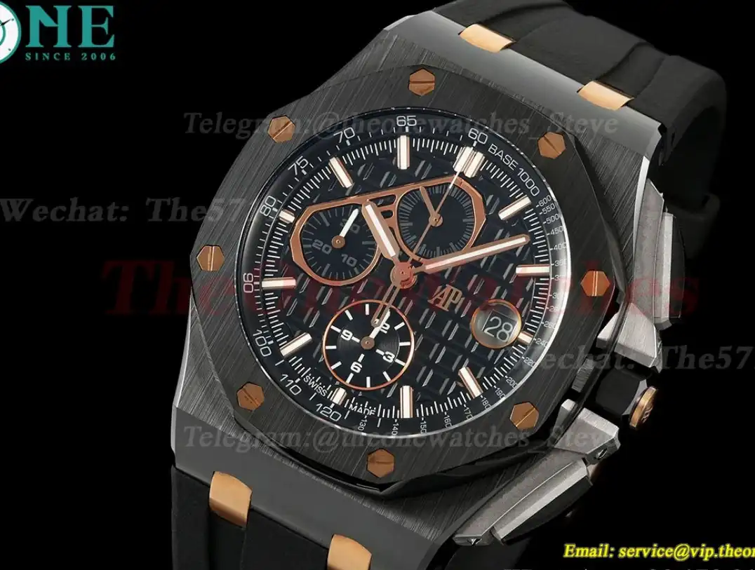 Royal Oak Offshore 26405CE 44mm RG Cer RU Black Dial TKF A7750