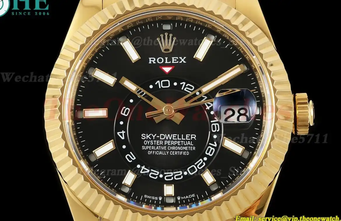 SkyDweller 336238 42mm YG RU Black Dial ZF A2824(Tungsten Heavy Version)