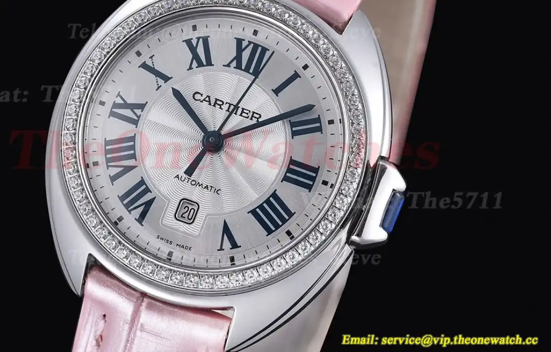 CLE De Cartier 31mm SS LE Diamond Bezel Pink Strap RXWF ETA2671