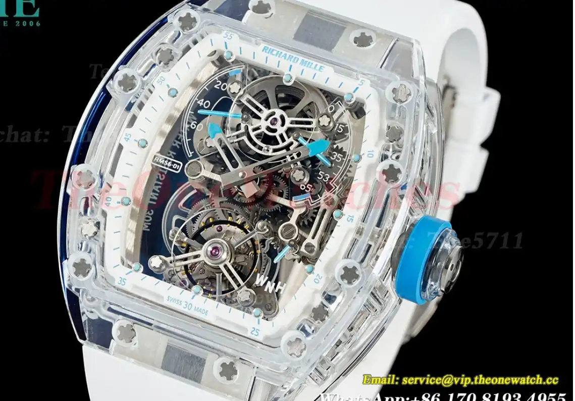 RM56-01 44mm Skeleton Dial on White Rubber Strap RMF Tourb