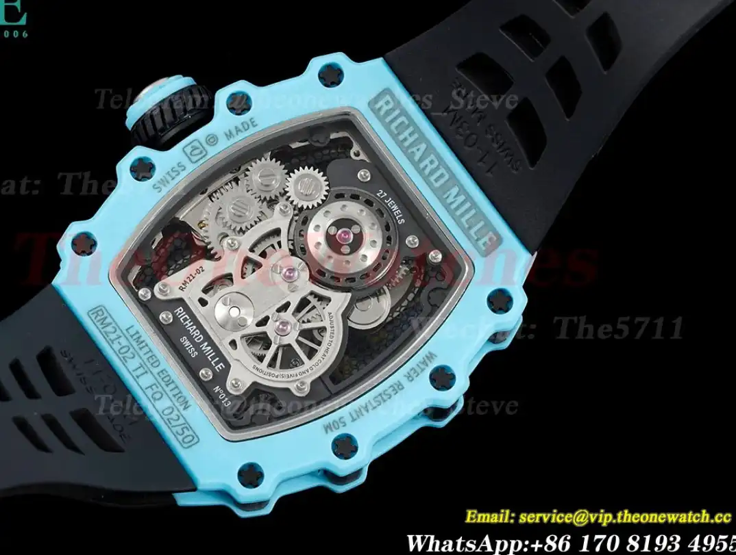 RM21-02 Blue Carbon Case on Black Rubber Strap RMF Tourbillon