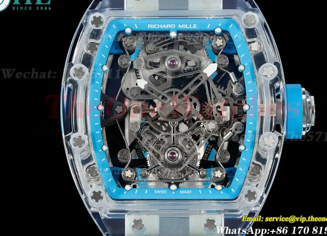 RM56-02 44mm Skeleton Dial on Blue Rubber Strap RMF Tourb