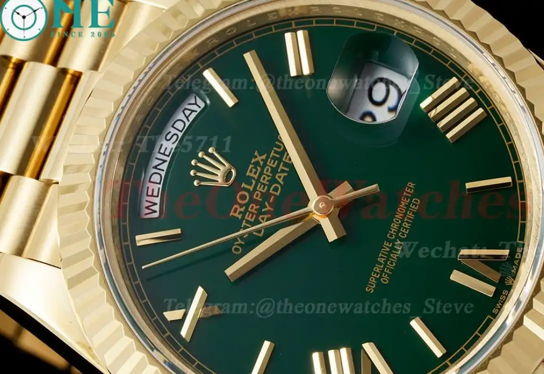 DayDate 228238 40mm Pres YG YG Green Dial GMF A2836 (Gain Weight)