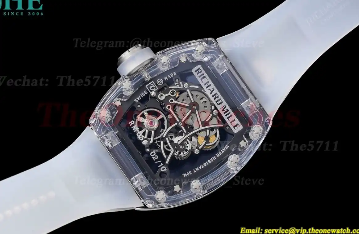 RM055 Transparent  Skeleton Dial on Transparent  Rubber strap Sonic Clone RMUL2