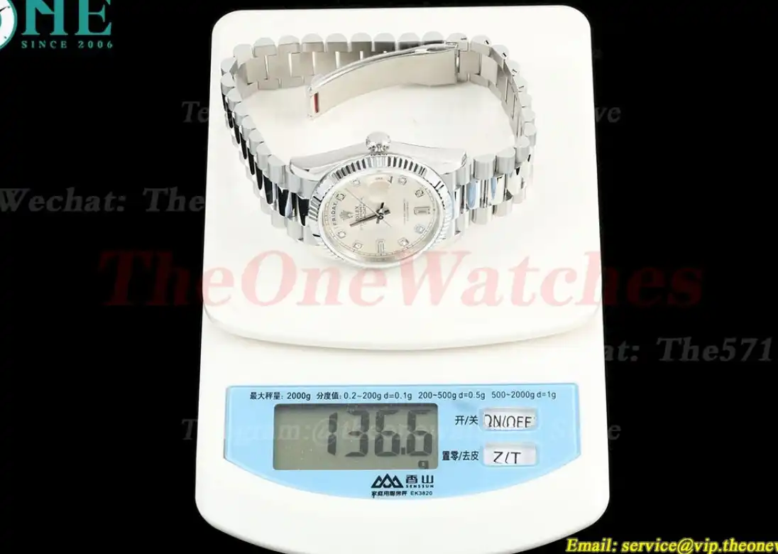 DayDate 128239 36mm SS SS Silver Dia QF V3 VR3255(Gain Weight)