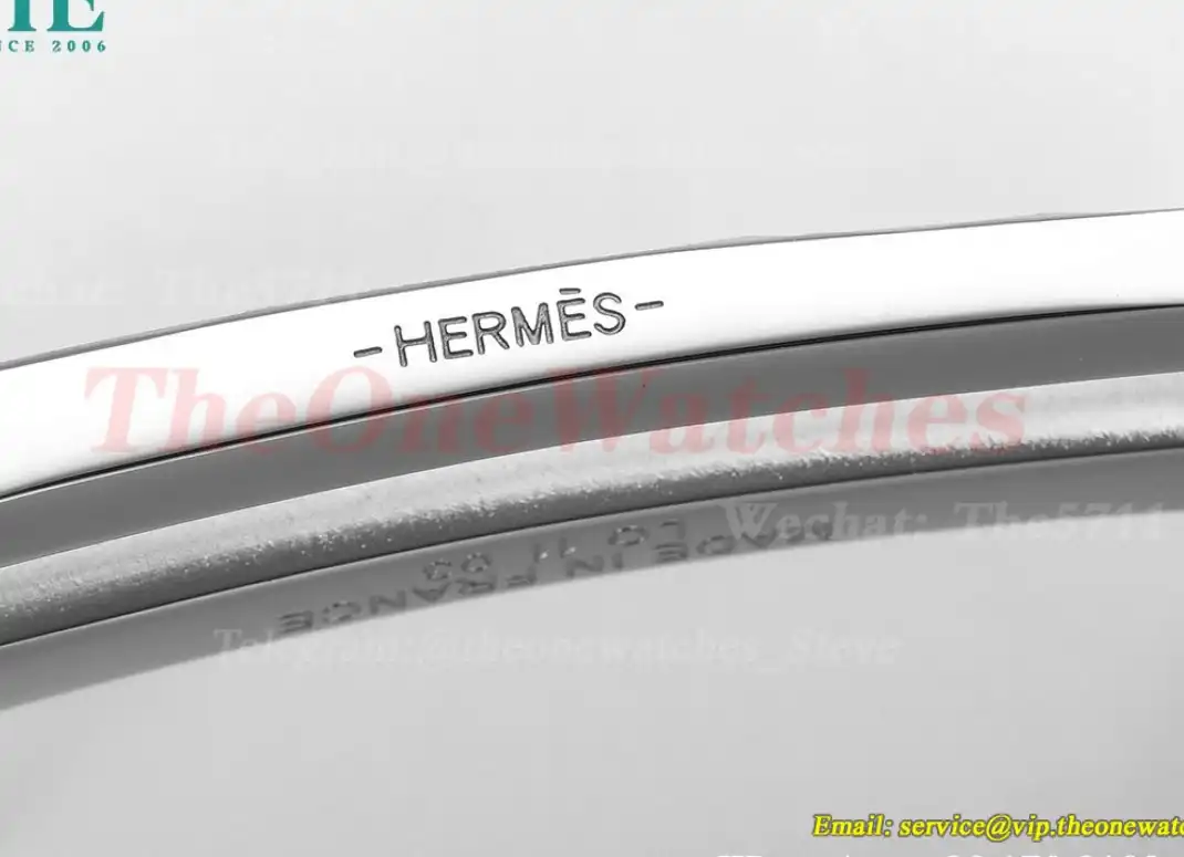 Silver Hermes SS Buckle on Blue Black Leather Belt 3.8cm