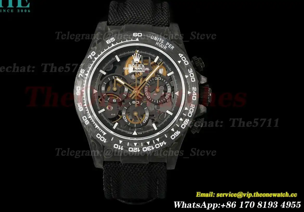 Daytona Diw 40mm White Bezel Carbon NY Skeleton Dial N6F DD4801