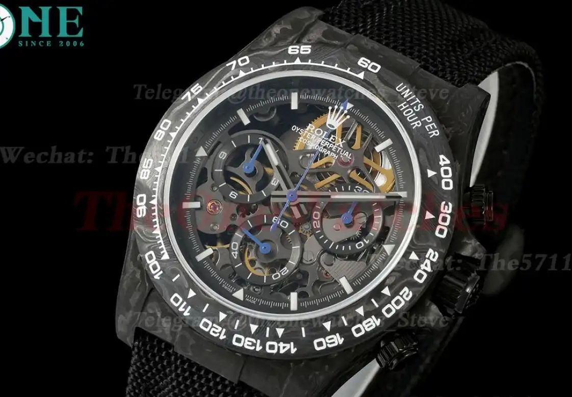 Daytona Diw 40mm Black Carbon NY Skeleton Dial N6F DD4801