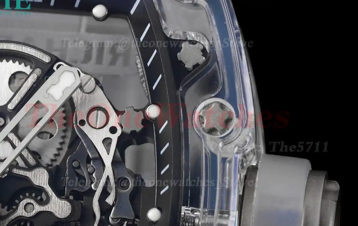 RM055 Transparent  Skeleton Dial on Transparent  Rubber strap Sonic Clone RMUL2