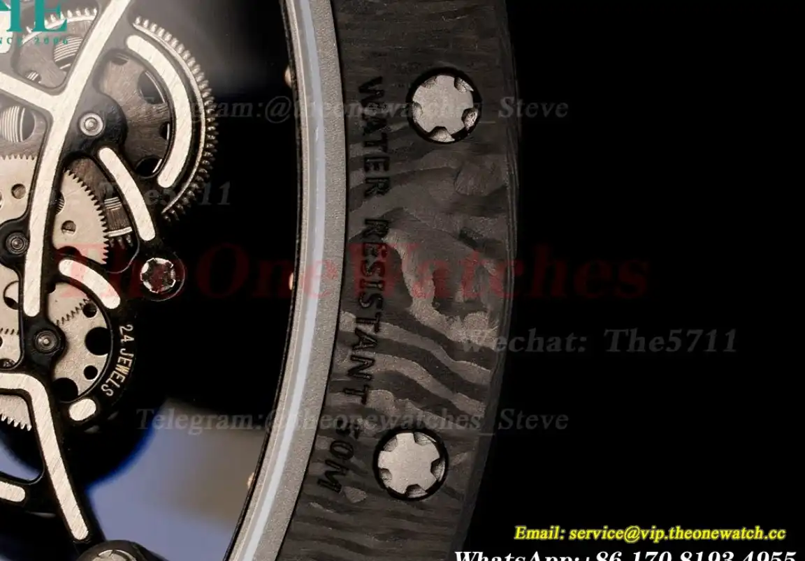 RM055 Real NTPT Skeleton Gold Dial On Black Rubber Strap YSF RMUL2