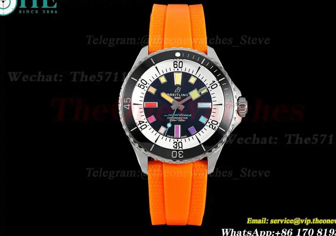 Superocean 42mm SS RU Colorful Dial on Orange Rubber Strap TF A2824