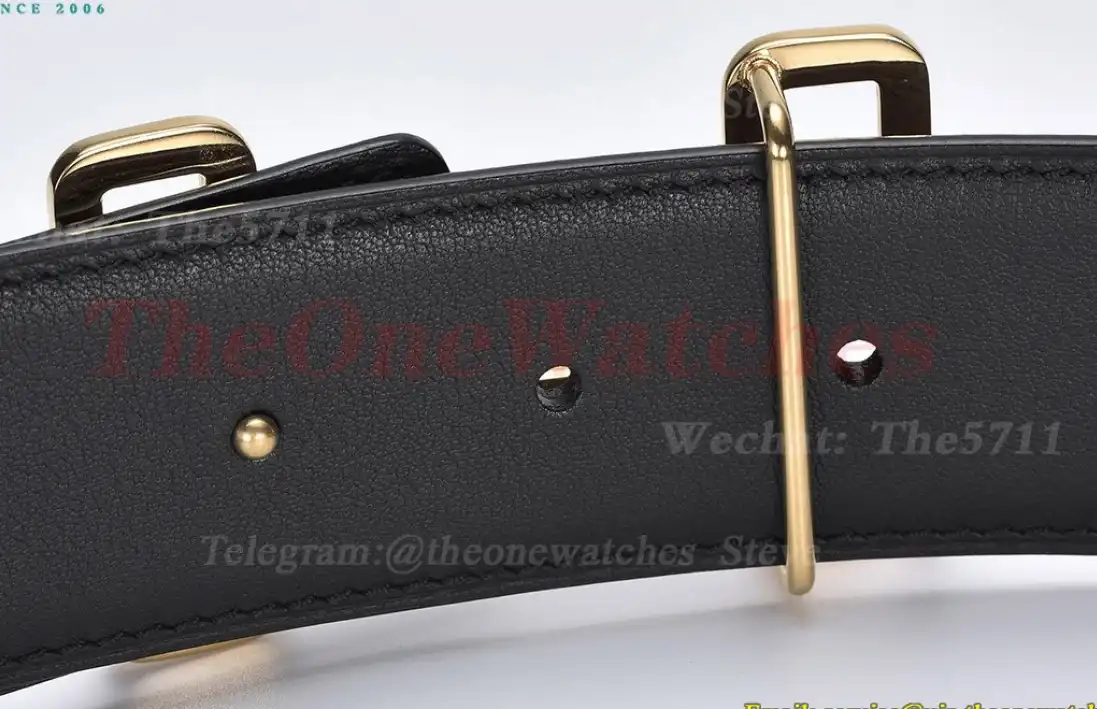 YG Hermes SS Buckle on Brown Black Leather Belt 3.8cm