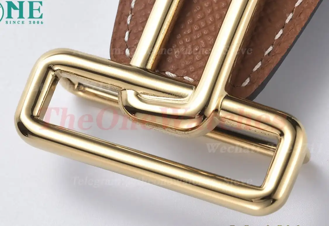 YG Hermes SS Buckle on Brown Black Leather Belt 3.8cm