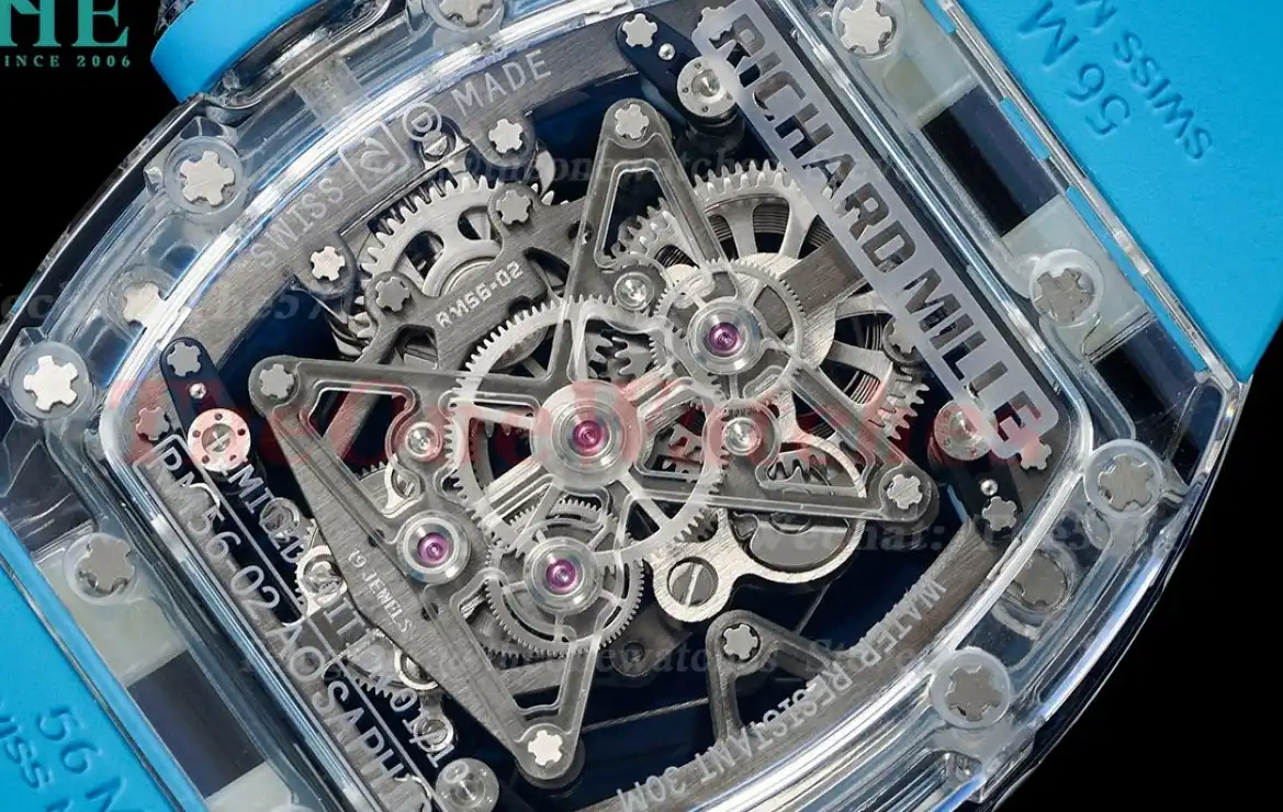 RM56-02 44mm Skeleton Dial on Blue Rubber Strap RMF Tourb