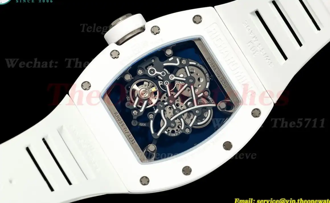 RM055 43mm White Cer RU Skeleton Dial ZF RMAL2 Super Clone