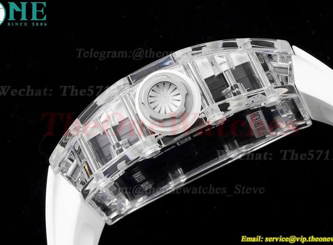 RM055 Transparent  Skeleton Dial with White Rubber strap Sonic Clone RMUL2