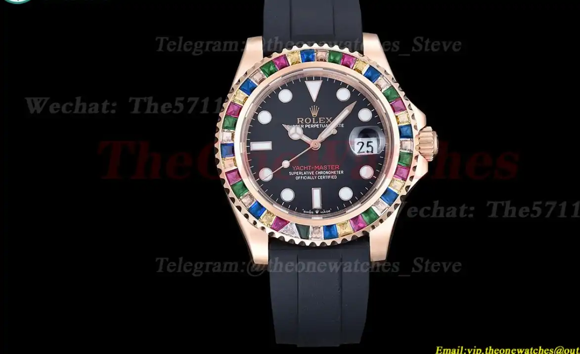 Yacht-Master Rainbow 116695 40mm RG SS Black Dot GDF MY8215