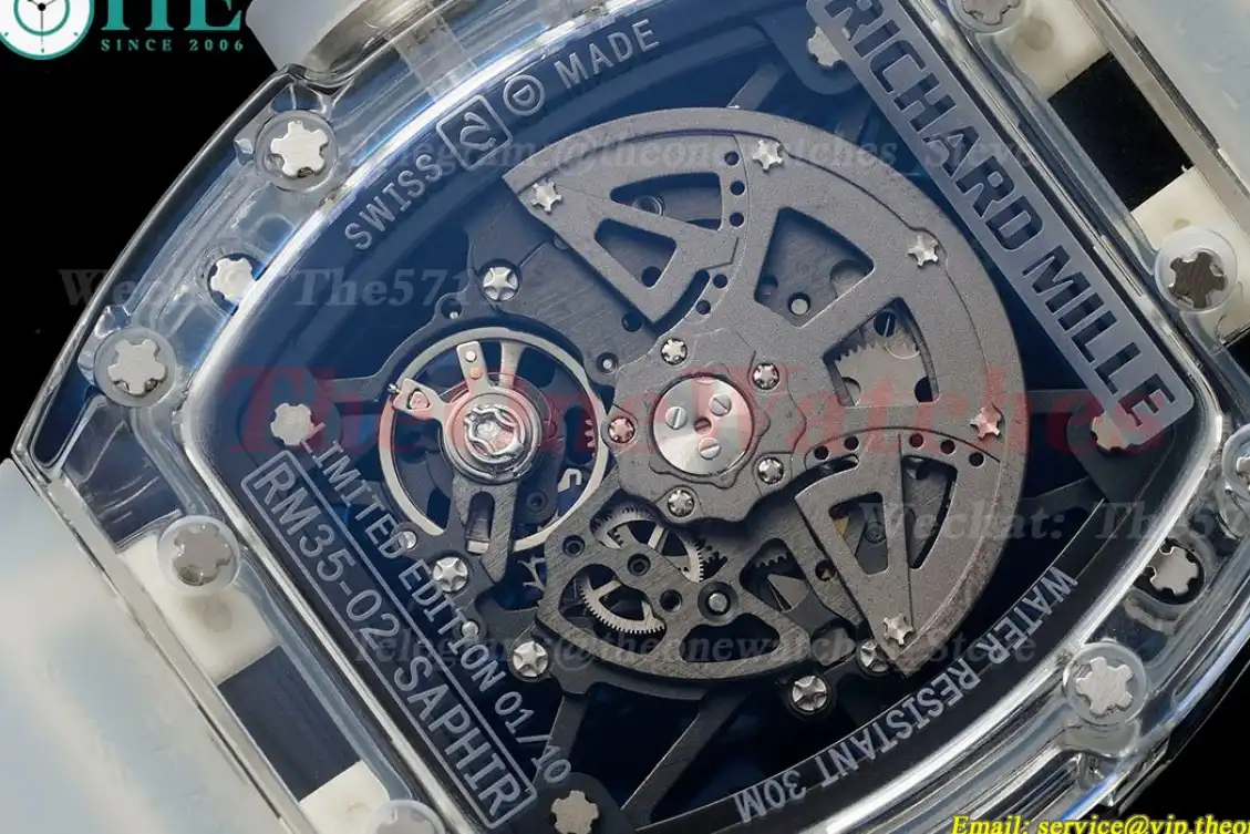 RM035-02 Skeleton Dial on Transparent Strap RMF RMAL1