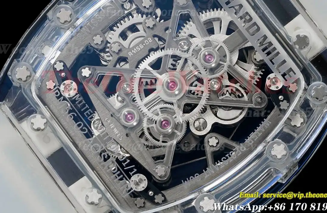 RM56-02 44mm Skeleton Dial on Transparent Rubber Strap RMF Tourb