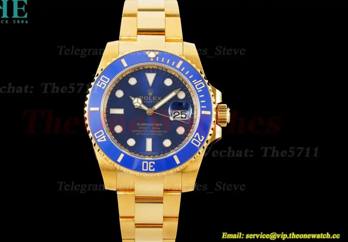 Submariner 116618LB 40mm Wrapped YG YG Blue Dot KF VR3135