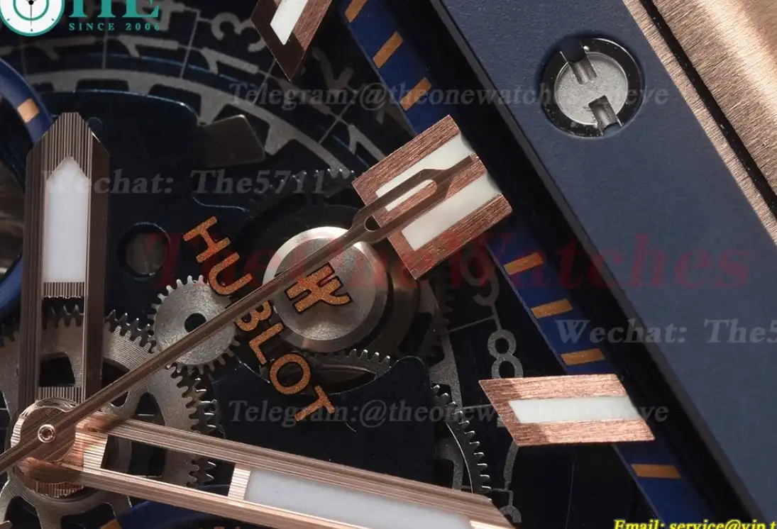 Square Bang Unico 42mm Cer RG RU Blue Skeleton Dial BBF HUB1280A