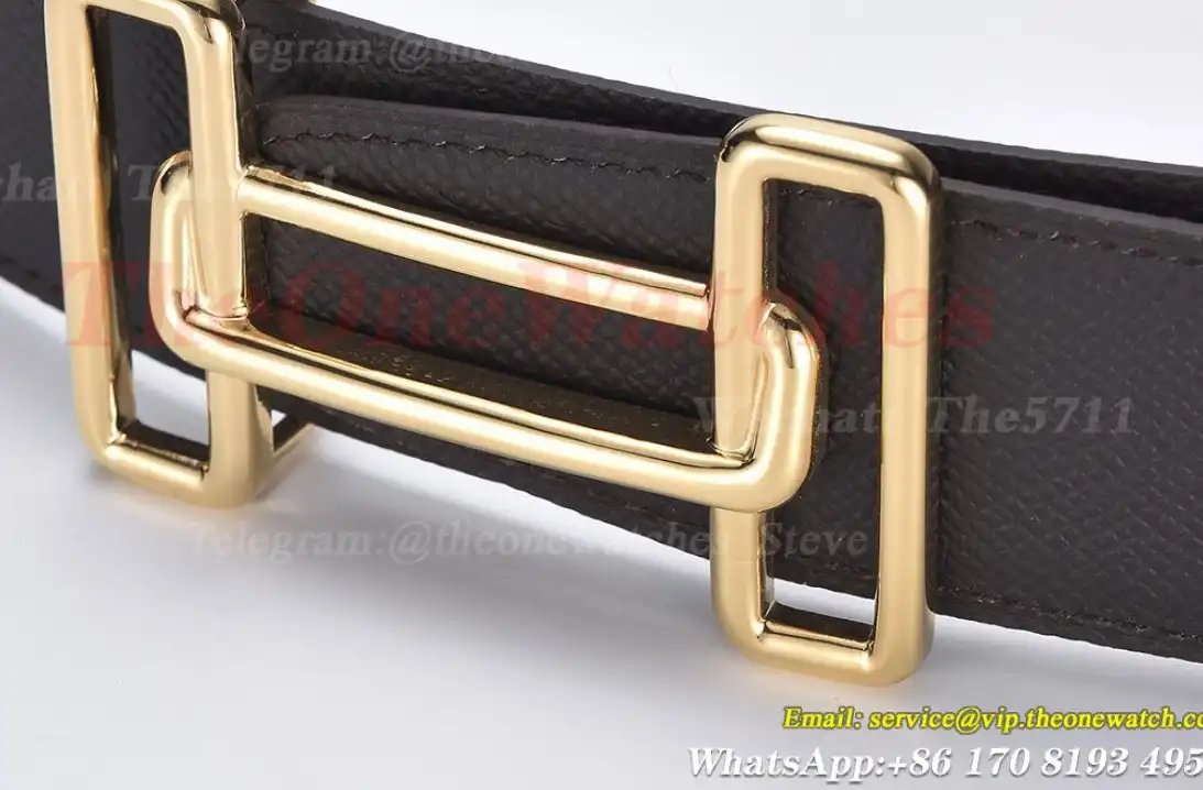 YG Hermes SS Buckle on Red Black Leather Belt 3.8cm