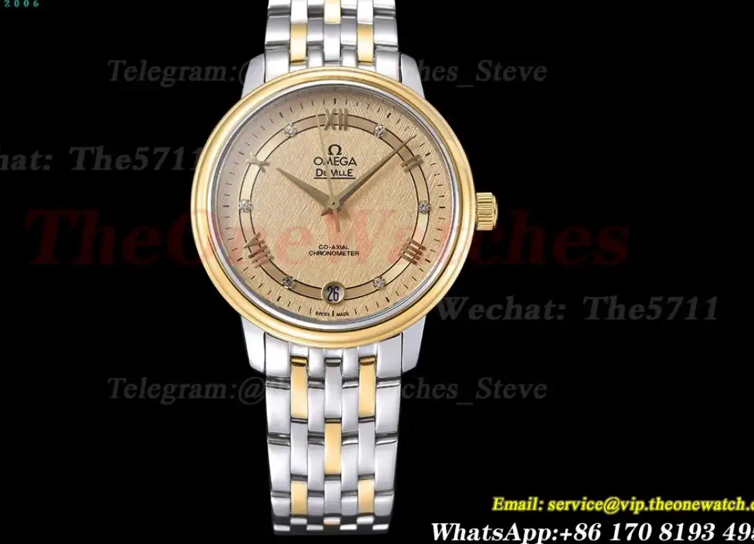 De Ville Prestige Ladies 32.7mm SS YG Gold Textured Dial GDF MY8215