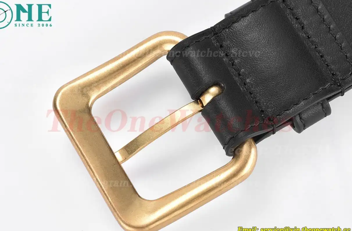 YG Brass Buckle on Black Braided Leather Belt 4.0cm