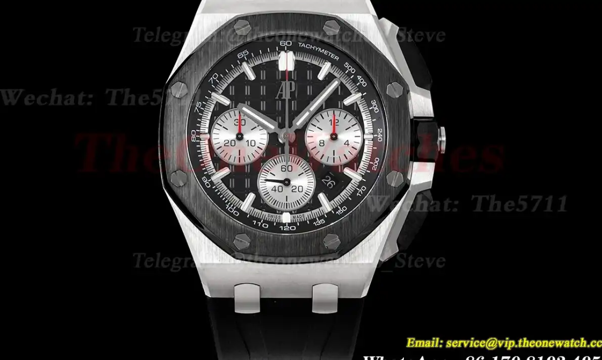 Royal Oak Offshore Chrono 43mm SS RU Black Silver APF A7750