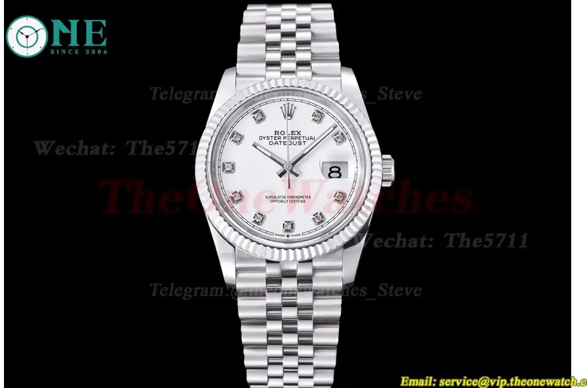 Datejust 126234 36mm Jubilee 904L SS SS White Dia GMF VR3235