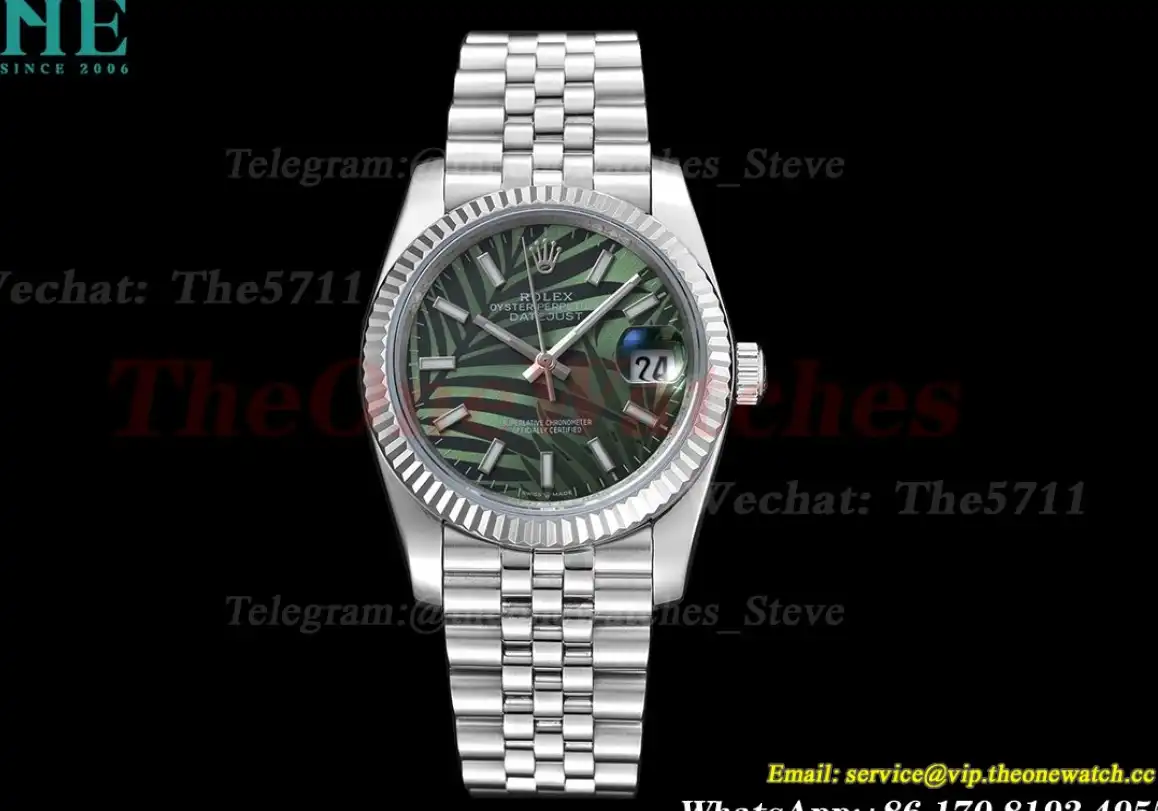 Datejust 126234 36mm Jub SS SS Green Palm Motif Dial GDF MY8215