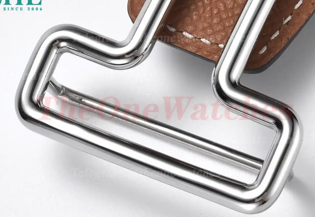 Silver Hermes SS Buckle on Brown Black Leather Belt 3.8cm