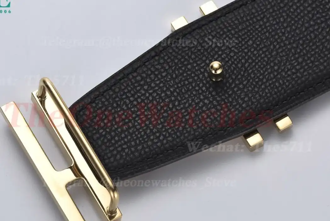 YG Hermes SS Buckle on Brown Black Leather Belt 3.8cm