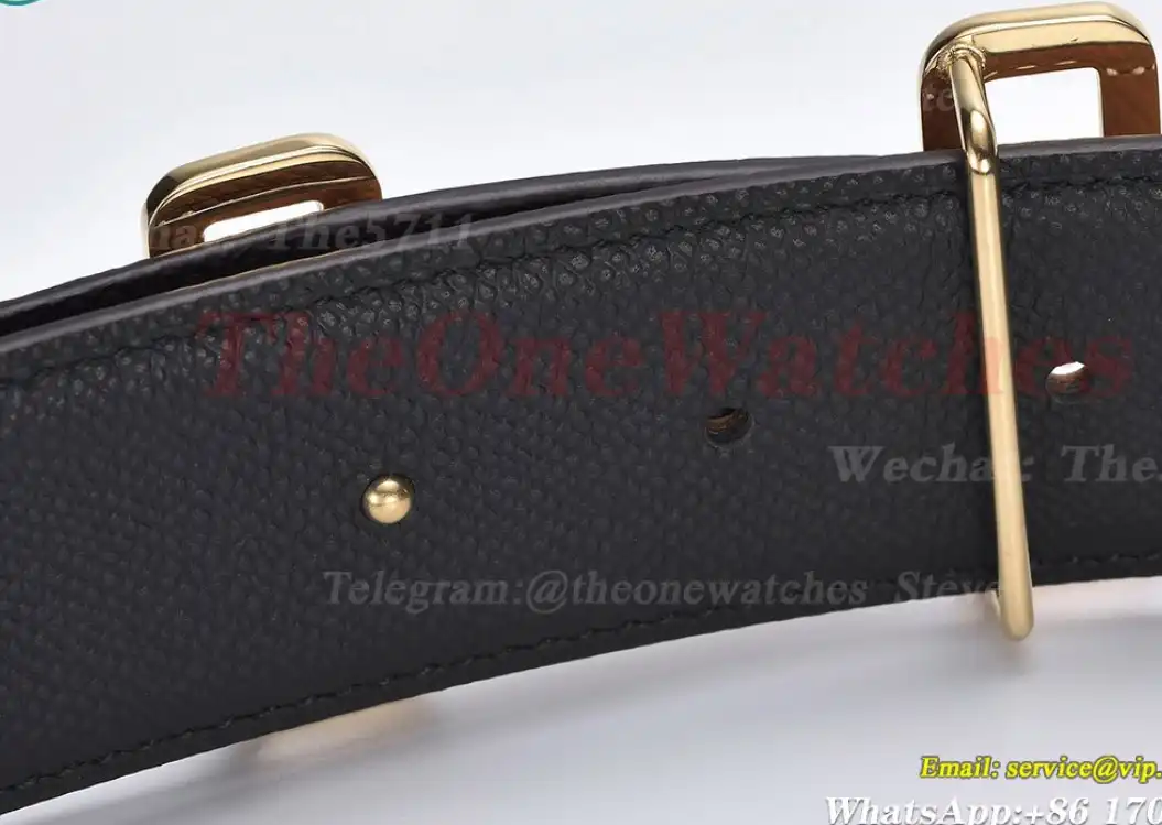 YG Hermes SS Buckle on Brown Black Leather Belt 3.8cm